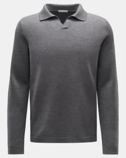 Herren - Merino Strickpolo 'Oyster' grau