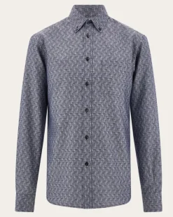 Herren Oberhemd Ferragamo-Monogram Blau