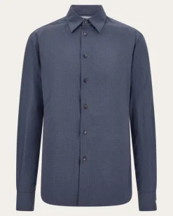 Herren Oberhemd Ferragamo-Monogram Blau
