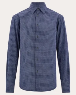 Herren Oberhemd Ferragamo-Monogram Blau