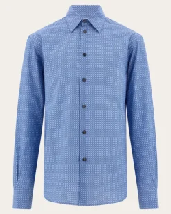 Herren Oberhemd Ferragamo-Monogram Blau