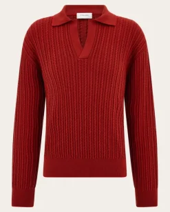 Herren Pullover mit Polokragen Rot
