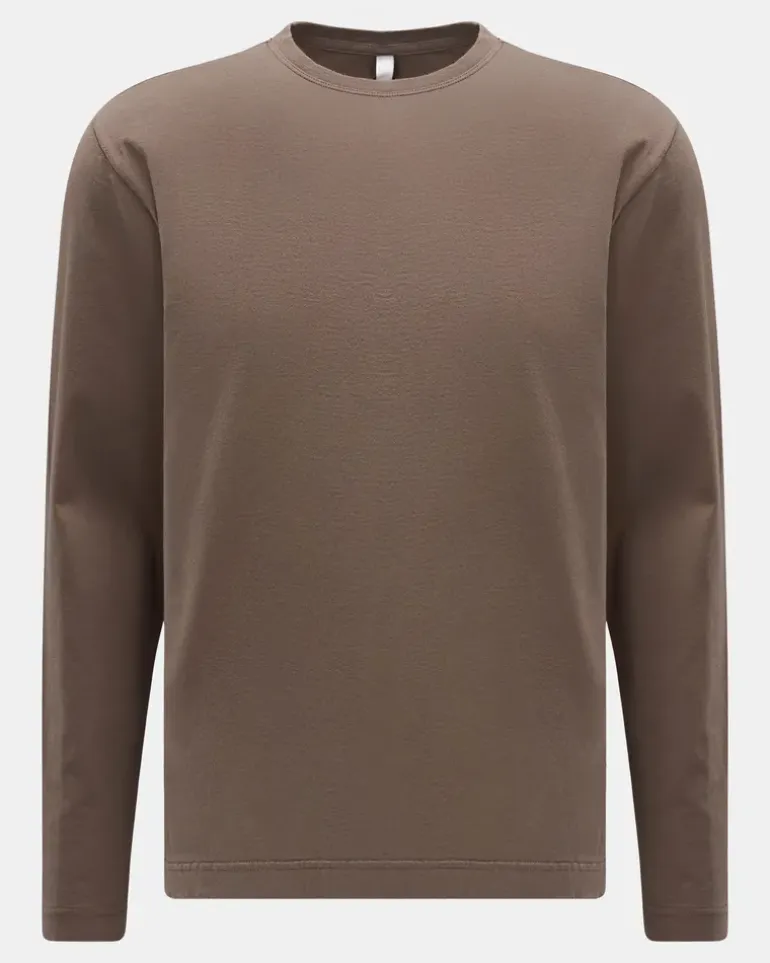 Herren - Rundhals-Longsleeve taupe