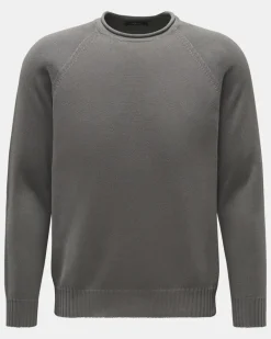 Herren - Rundhals-Pullover 'Cotton Crew' grau