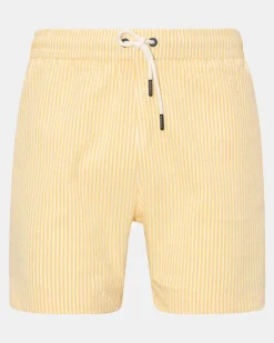 Herren - Seersucker-Badeshorts 'Seersucker Swim' gelb/weiß gestreift