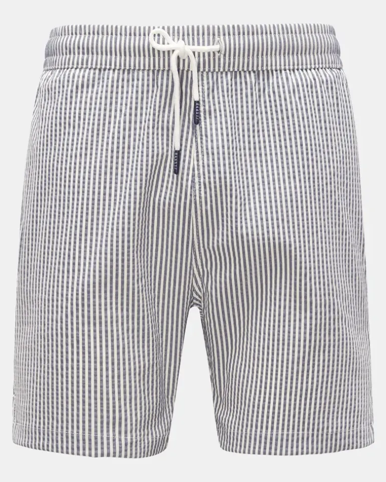 Herren - Seersucker-Badeshorts 'Seersucker Swim' graublau/weiß gestreift Navy