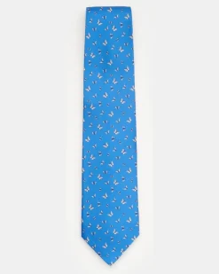 Herren - Seidenkrawatte blau/offwhite gemustert