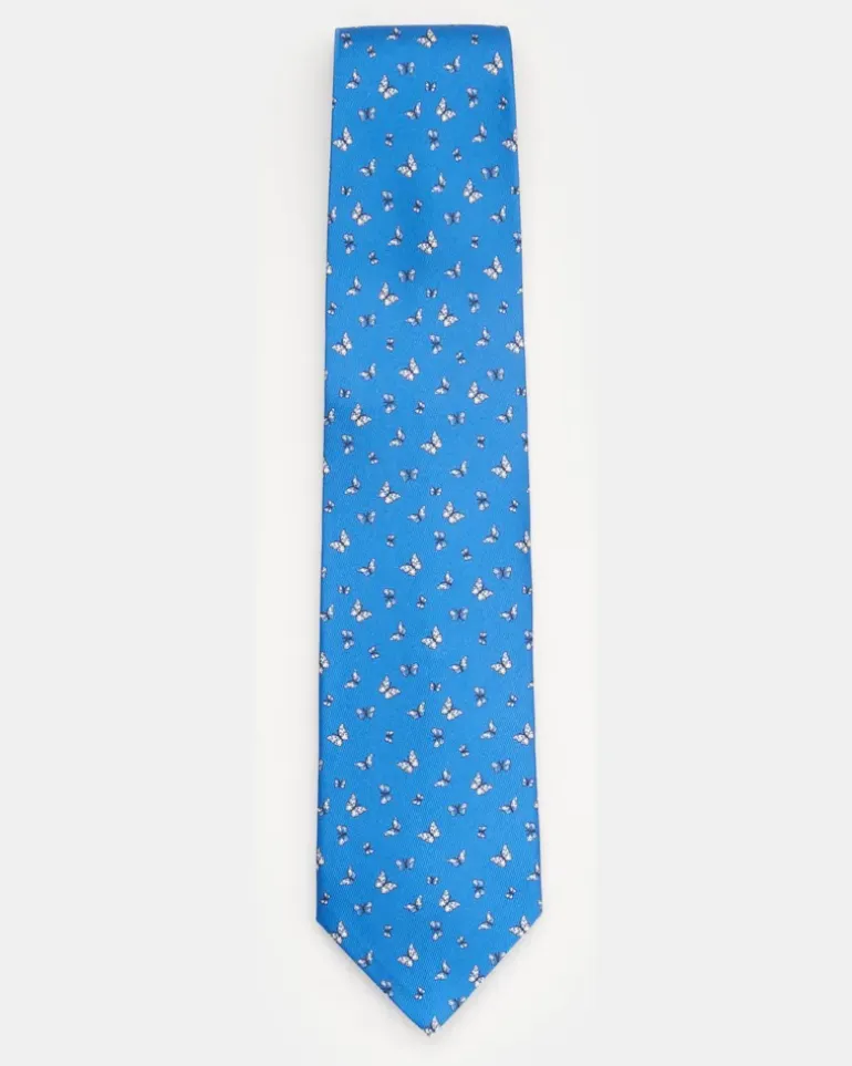 Herren - Seidenkrawatte blau/offwhite gemustert