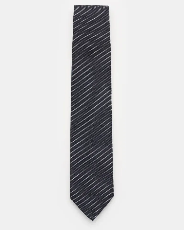 Herren - Seidenkrawatte 'Laos' dark navy/schwarz/weiß gepunktet