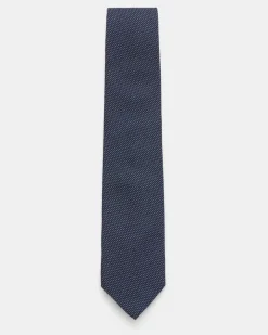 Herren - Seidenkrawatte 'Laos' navy/schwarz/weiß gepunktet