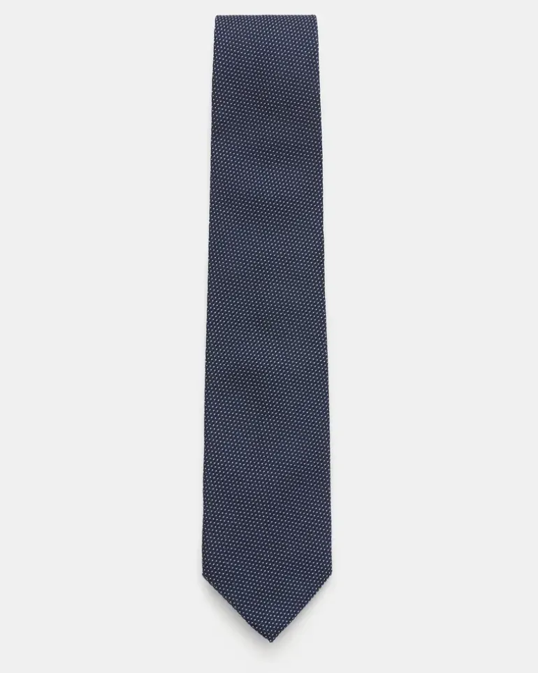 Herren - Seidenkrawatte 'Laos' navy/schwarz/weiß gepunktet