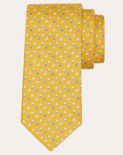 Herren Seidenkrawatte mit Charm-Print Gelb