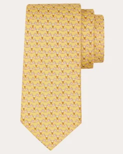 Herren Seidenkrawatte mit Club-Print Gelb