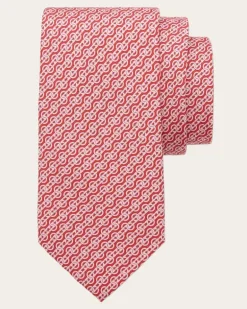 Herren Seidenkrawatte mit Flechtwerk-Print Rosa