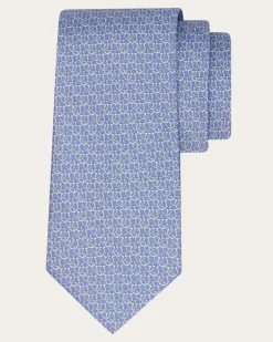 Herren Seidenkrawatte mit Gancini-Kreis-Print Blau