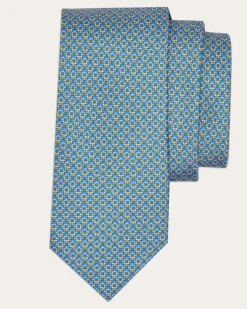 Herren Seidenkrawatte mit Gancini-Print Blau
