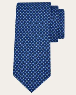 Herren Seidenkrawatte mit Gancini flower-Print Blau