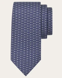 Herren Seidenkrawatte mit Gancini-Print Blau