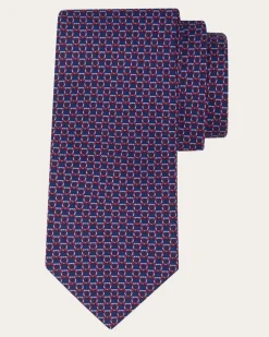 Herren Seidenkrawatte mit Ketten‑Print Blau