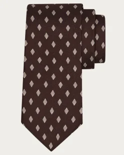 Herren Seidenkrawatte mit Mikro-Gancini-Print Braun