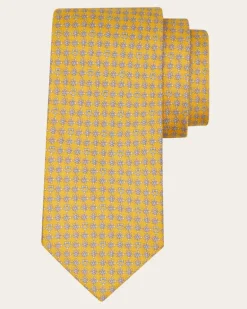 Herren Seidenkrawatte mit Schildkröten-Print Gelb