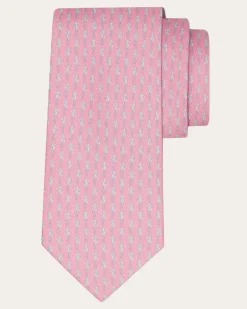 Herren Seidenkrawatte mit Seepferdchen-Print Rosa