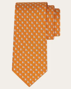 Herren Seidenkrawatte mit Stockenten-Print Orange