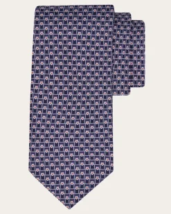 Herren Seidenkrawatte mit Turnier-Print Blau