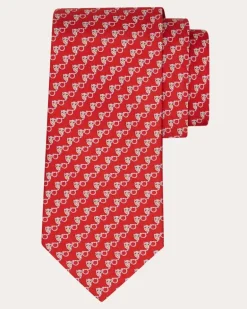 Herren Seidenkrawatte mit Uhu-Print Rot