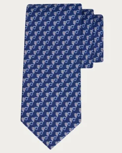 Herren Seidenkrawatte mit Uhu-Print Blau