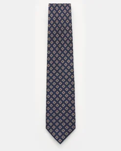 Herren - Seidenkrawatte 'Nilo' navy/braun/weiß gemustert