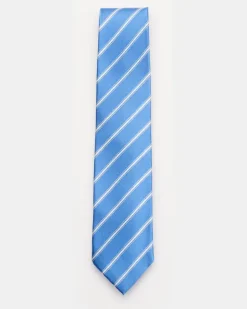 Herren - Seidenkrawatte 'Senna' blau/offwhite gestreift
