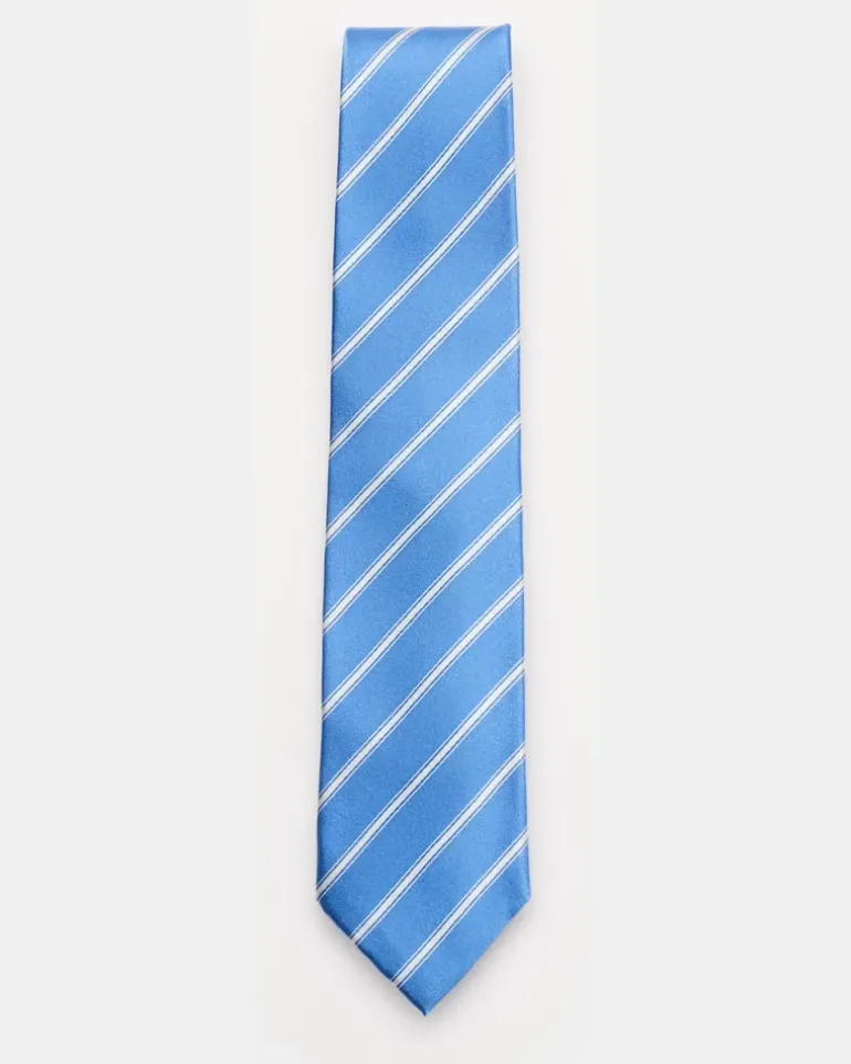 Herren - Seidenkrawatte 'Senna' blau/offwhite gestreift