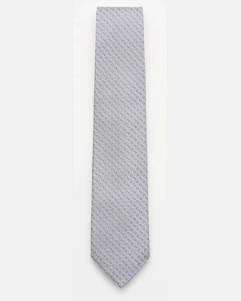 Herren - Seidenkrawatte 'Volga' grau/navy/weiß gemustert