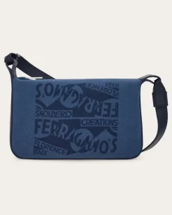 Herren Umhängetasche mit Logo Blau