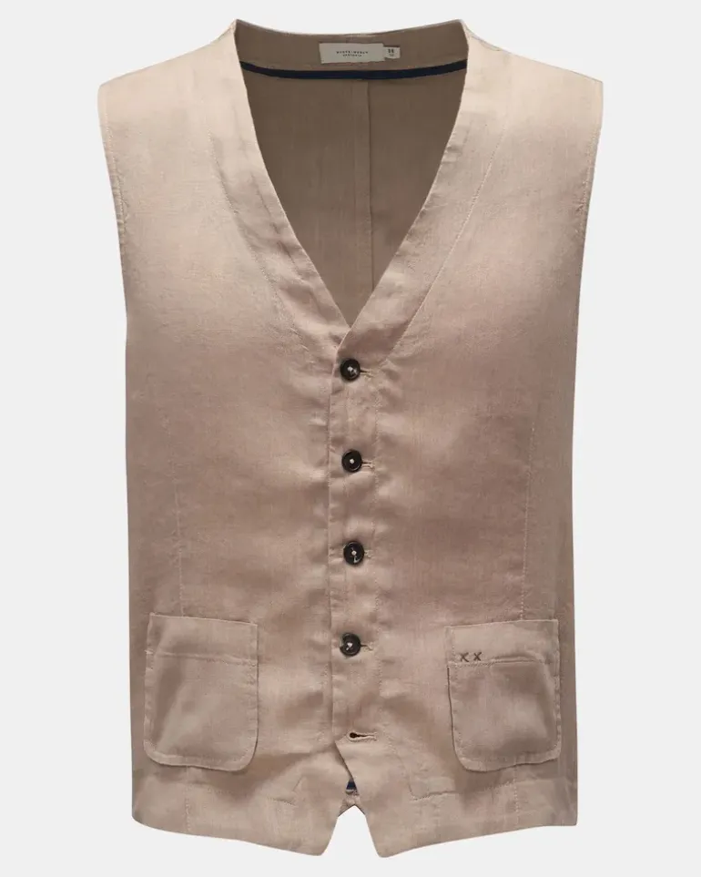 Herren - Weste 'Linen Tencel Travel Gilet' beige