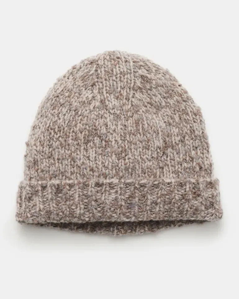 Herren - Wollmütze 'Handknit Hat' graubraun/beige