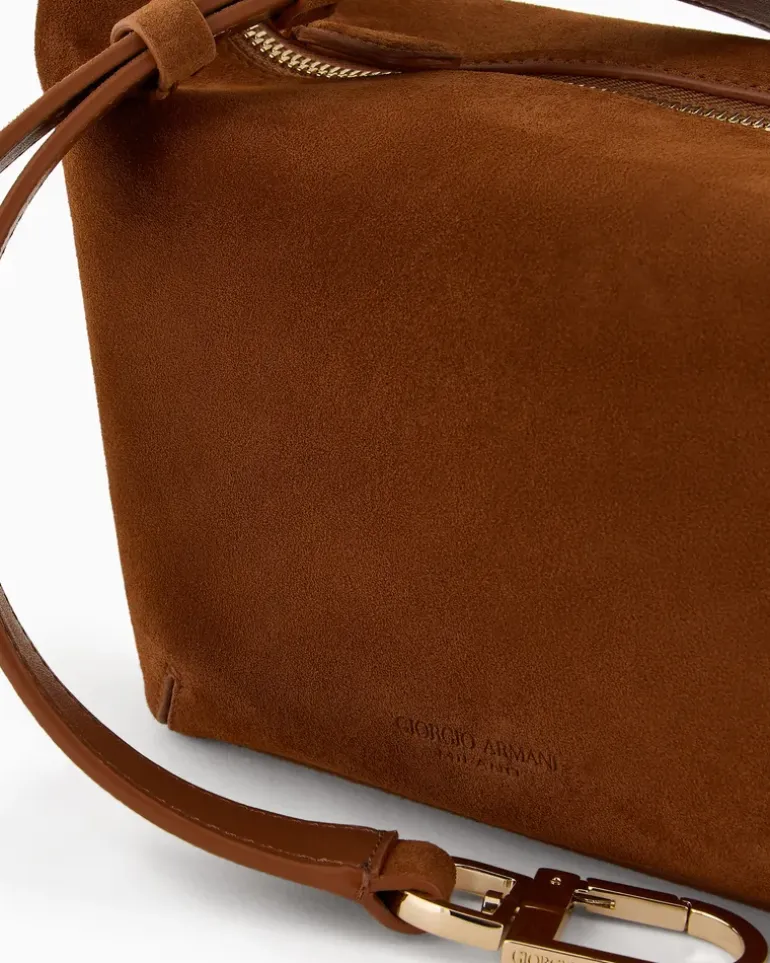 Hobo Bag la Prima Soft im Mini-Format aus Veloursleder Kamel