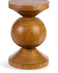 Holzhocker mit Kugelform - Braun