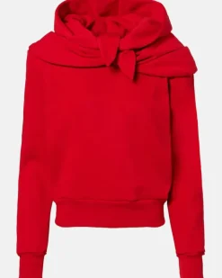 Hoodie aus einem Baumwollgemisch Rot