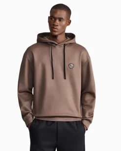 Hoodie im Regular Fit aus Double Jersey mit Kordelzug Braun