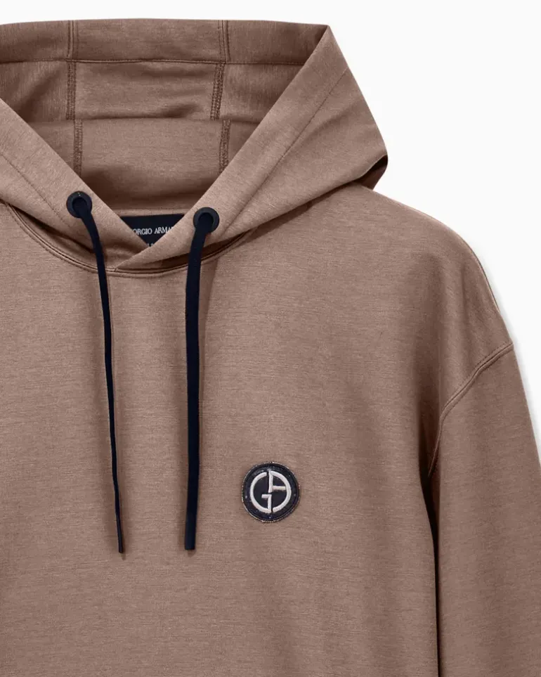 Hoodie im Regular Fit aus Double Jersey mit Kordelzug Braun