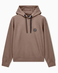 Hoodie im Regular Fit aus Double Jersey mit Kordelzug Braun