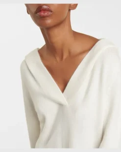 Hoodie Lunn aus Cashmere und Seide Weiß