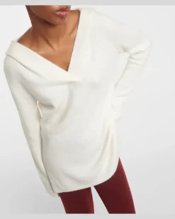 Hoodie Lunn aus Cashmere und Seide Weiß