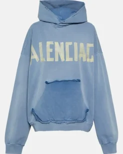 Hoodie Tape Type aus Baumwollfleece Blau