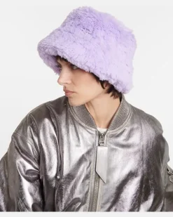 Hut aus Teddyfleece Violett