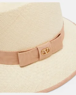 Hut VLogo aus Stroh Beige