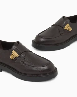 Icon Chunky Monkstrap aus genarbtem Leder Braun