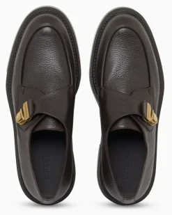 Icon Chunky Monkstrap aus genarbtem Leder Braun